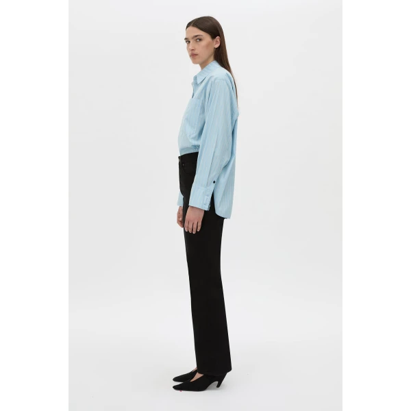 Camilla and Marc Jenie Stripe Shirt in Baby Blue Stripe, view 6 | Shirts | Coveti