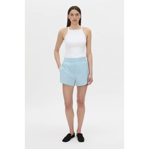 Camilla and Marc Jenie Stripe Short in Baby Blue Stripe, view 2 | Shorts | Coveti
