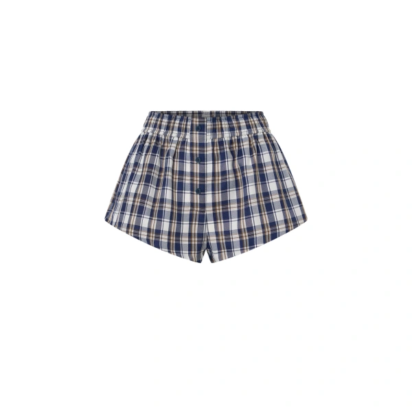Lucente Check Micro Short in Navy Check