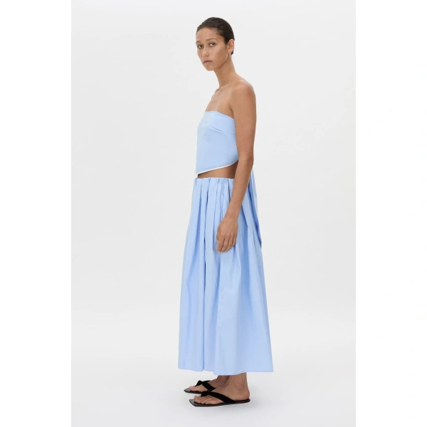 Camilla and Marc Milo Gathered Skirt W/belt in Baby Blue, view 6 | Midi Skirts | Coveti