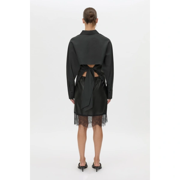 Camilla and Marc Milo Tie Back Shirt in Black, view 2 | Shirts | Coveti