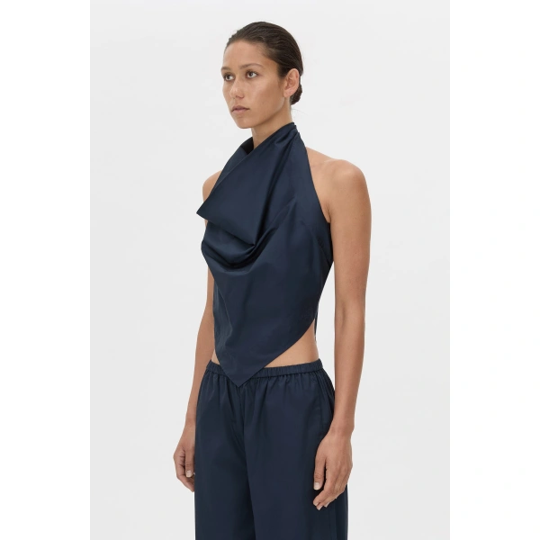 Camilla and Marc Onesto Cowl Neck Backless Top in Navy, view 3 | Sleeveless | Coveti