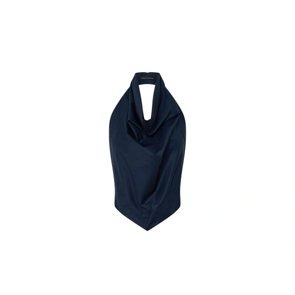 Onesto Cowl Neck Backless Top in Navy
