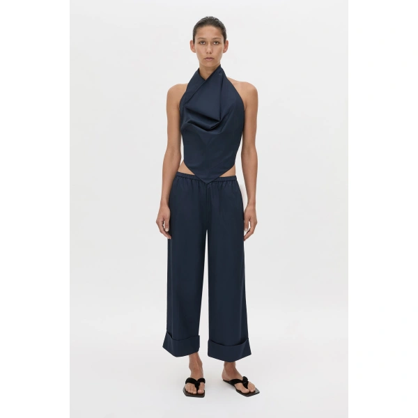 Camilla and Marc Onesto Cropped Wide Leg Pant in Navy, view 4 | Wide leg pants | Coveti
