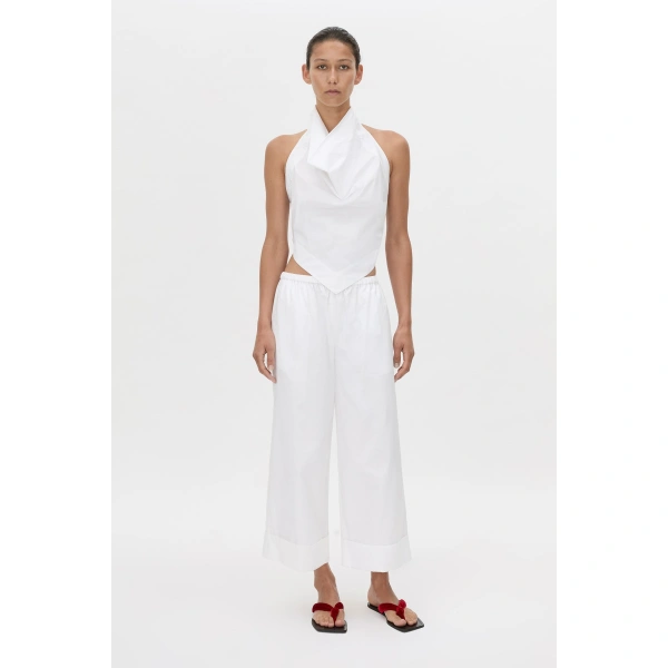 Camilla and Marc Onesto Cropped Wide Leg Pant in Soft White, view 2 | Wide leg pants | Coveti