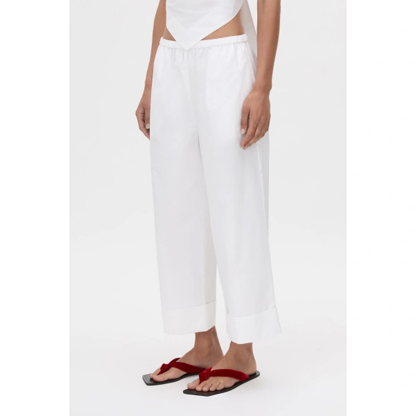 Camilla and Marc Onesto Cropped Wide Leg Pant in Soft White, view 3 | Wide leg pants | Coveti