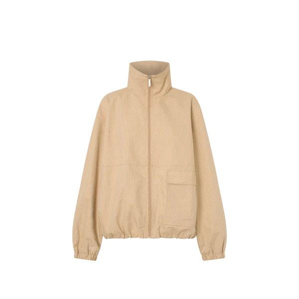 Oren Funnel Neck Jacket in Ochre Stripe