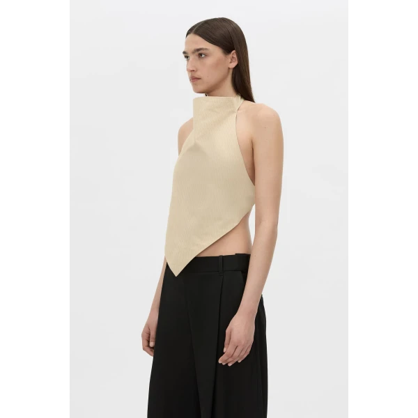 Camilla and Marc Oren Stripe Crop Top in Ochre Stripe, view 3 | Cropped Top | Coveti