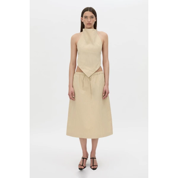 Camilla and Marc Oren Stripe Crop Top in Ochre Stripe, view 4 | Cropped Top | Coveti