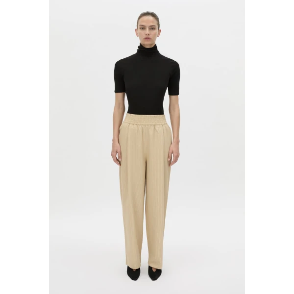 Camilla and Marc Oren Stripe Wide Leg Pant in Ochre Stripe, view 5 | Wide leg pants | Coveti