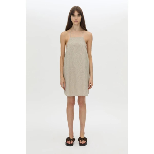 Camilla and Marc Phostre Halter Mini Dress in Sand, view 4 | Mini Dresses | Coveti