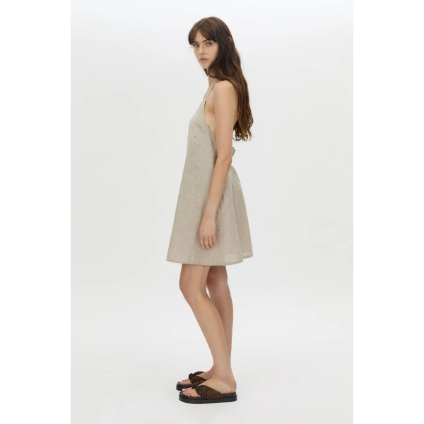 Camilla and Marc Phostre Halter Mini Dress in Sand, view 5 | Mini Dresses | Coveti