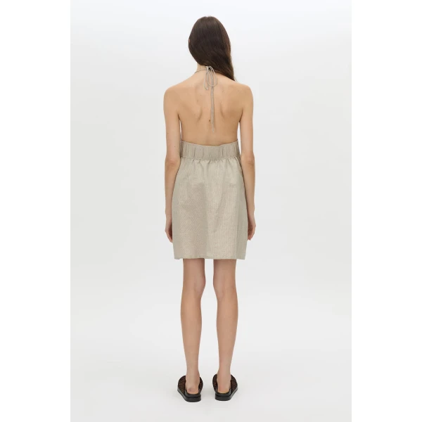 Camilla and Marc Phostre Halter Mini Dress in Sand, view 6 | Mini Dresses | Coveti