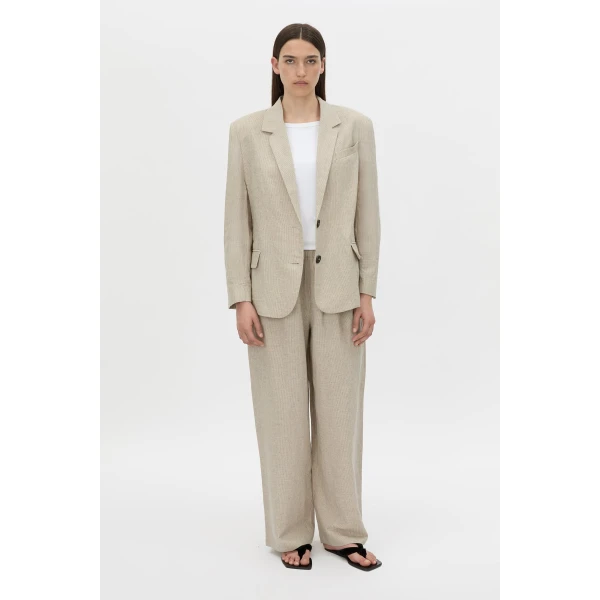 Camilla and Marc Phostre Linen Relaxed Blazer in Sand, view 2 | Blazers | Coveti