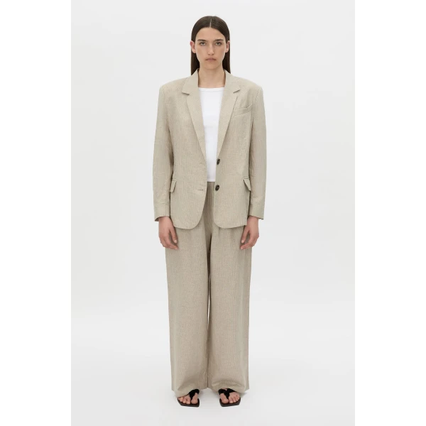 Camilla and Marc Phostre Linen Relaxed Blazer in Sand, view 4 | Blazers | Coveti