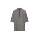 Camilla and Marc Phostre Stripe Linen Collared Top in Black and White | Shirts | Coveti