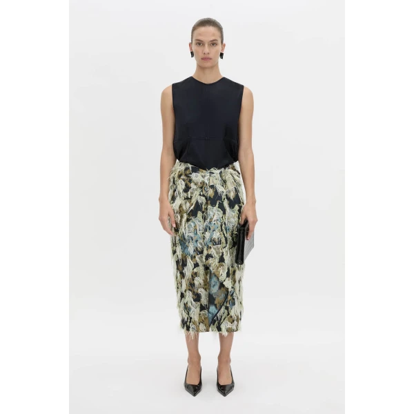 Camilla and Marc Reni Midi Skirt in Navy Multi, view 2 | Midi Skirts | Coveti