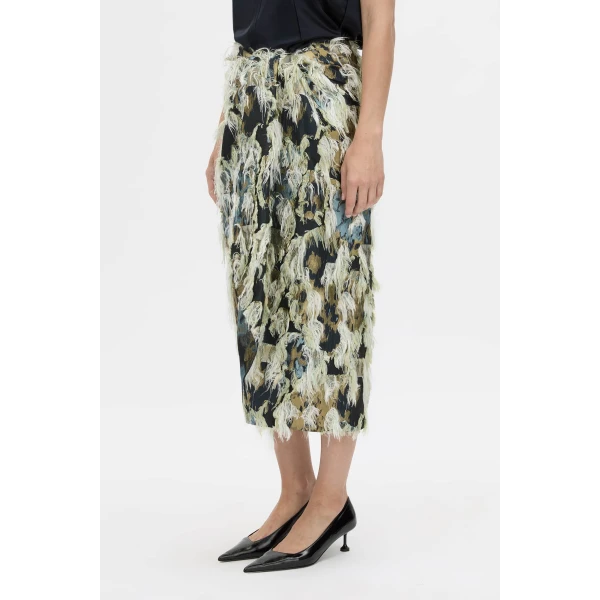 Camilla and Marc Reni Midi Skirt in Navy Multi, view 3 | Midi Skirts | Coveti