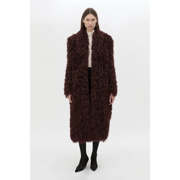 Camilla and Marc Renley Shawl Collar Coat in Burgundy, view 2 | Coats | Coveti