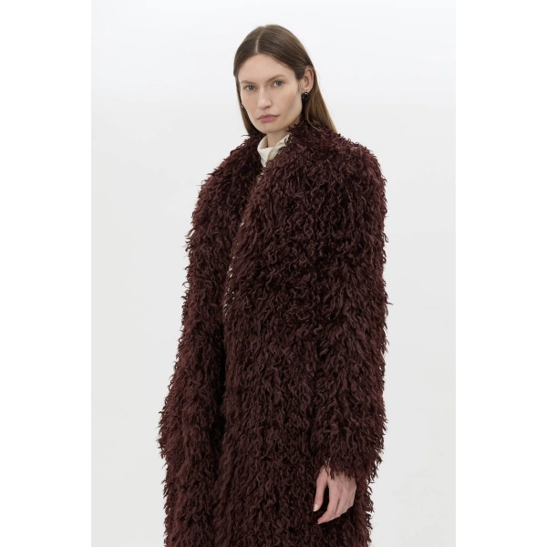 Camilla and Marc Renley Shawl Collar Coat in Burgundy, view 3 | Coats | Coveti
