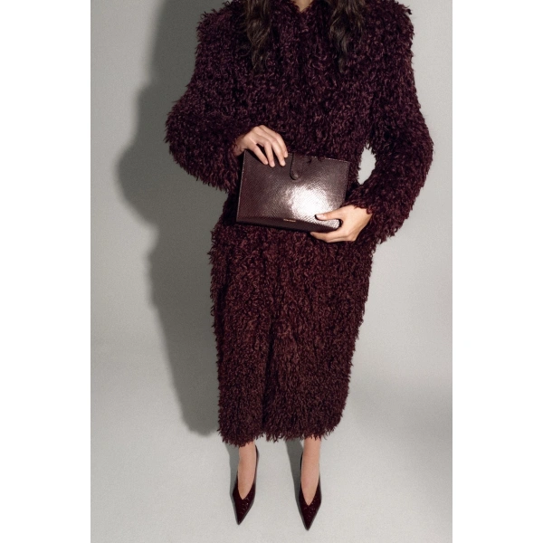 Camilla and Marc Renley Shawl Collar Coat in Burgundy, view 4 | Coats | Coveti