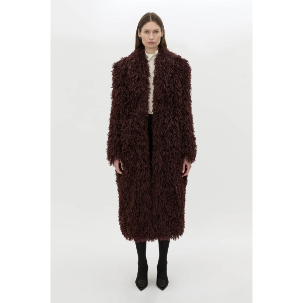 Camilla and Marc Renley Shawl Collar Coat in Burgundy, view 5 | Coats | Coveti