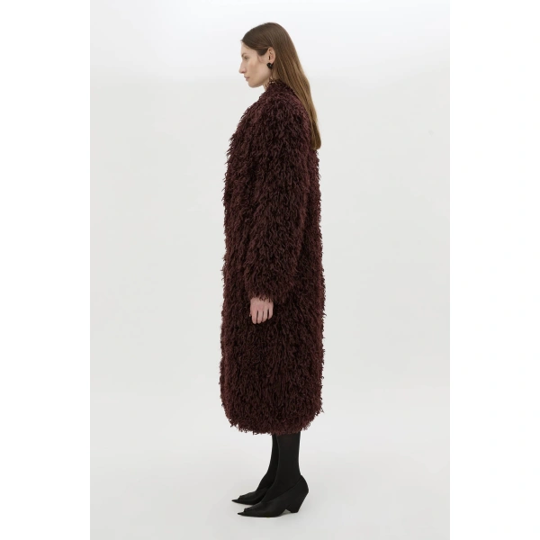 Camilla and Marc Renley Shawl Collar Coat in Burgundy, view 6 | Coats | Coveti