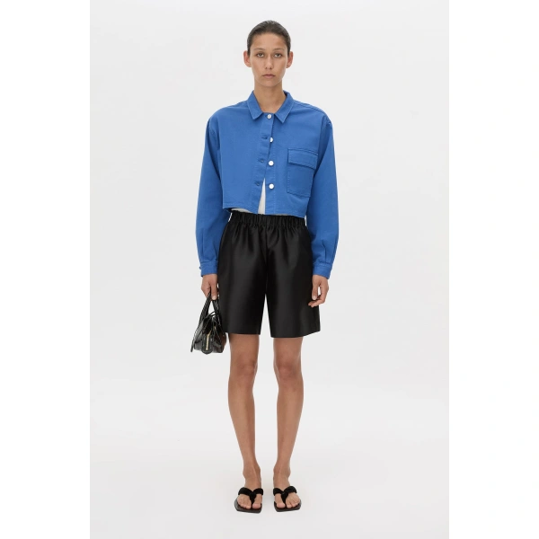 Camilla and Marc River Crop Overshirt in Marine Blue, view 2 | Shirts | Coveti