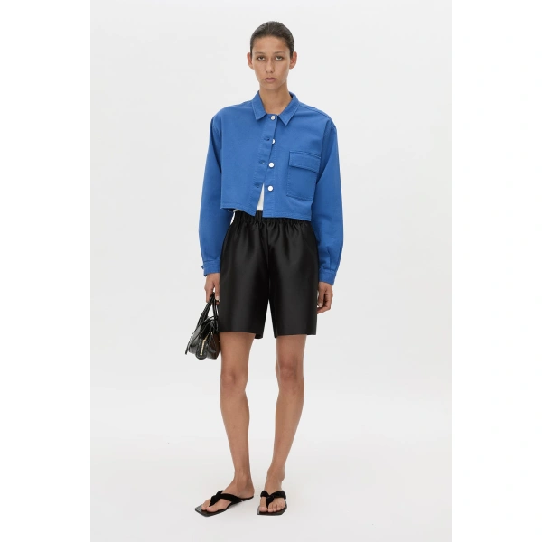Camilla and Marc River Crop Overshirt in Marine Blue, view 4 | Shirts | Coveti