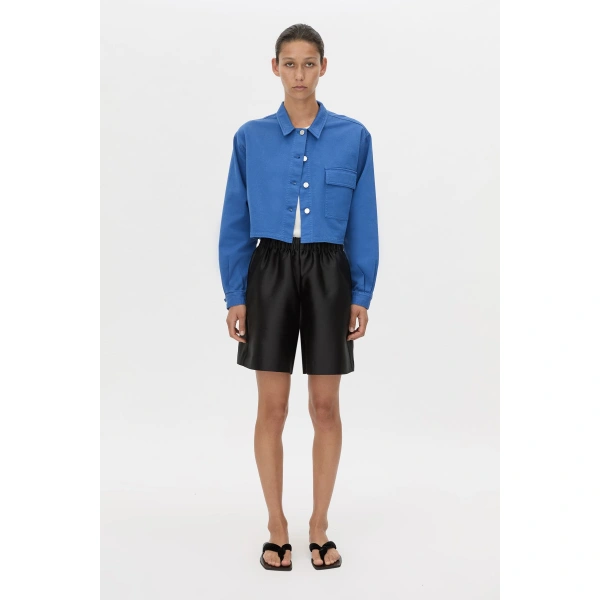 Camilla and Marc River Crop Overshirt in Marine Blue, view 5 | Shirts | Coveti