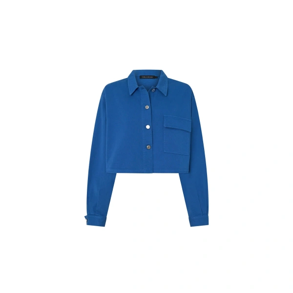 Camilla and Marc River Crop Overshirt in Marine Blue | Shirts | Coveti