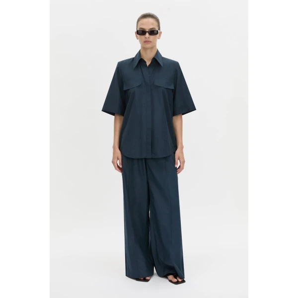 Camilla and Marc Sabi Short Sleeve Shirt in Navy, view 2 | Shirts | Coveti