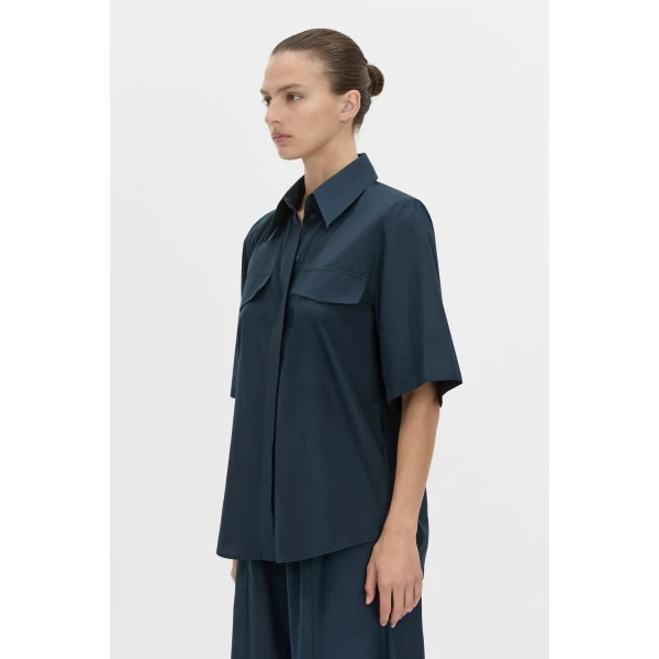 Camilla and Marc Sabi Short Sleeve Shirt in Navy, view 3 | Shirts | Coveti