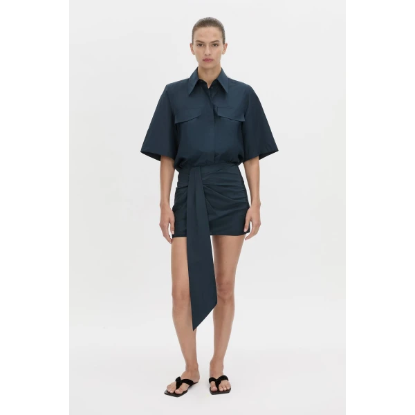 Camilla and Marc Sabi Short Sleeve Shirt in Navy, view 4 | Shirts | Coveti