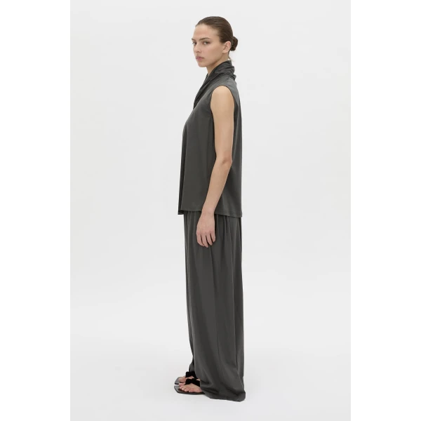 Camilla and Marc Senae Draped Knot Top in Charcoal, view 5 | Sleeveless | Coveti