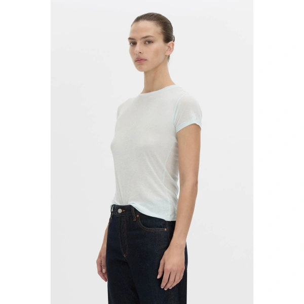 Camilla and Marc Siona Crew Fitted Tee in Baby Blue, view 3 | T-shirts | Coveti