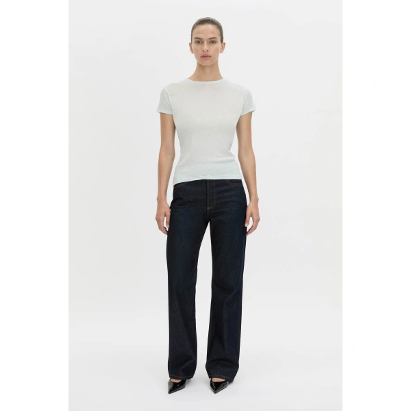 Camilla and Marc Siona Crew Fitted Tee in Baby Blue, view 5 | T-shirts | Coveti