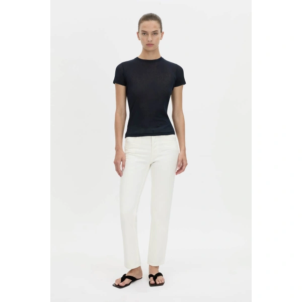 Camilla and Marc Siona Crew Fitted Tee in Midnight Navy, view 2 | T-shirts | Coveti