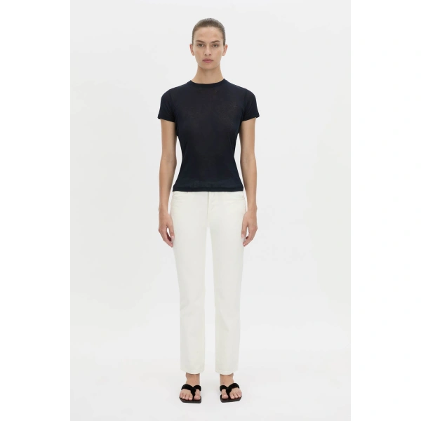 Camilla and Marc Siona Crew Fitted Tee in Midnight Navy, view 4 | T-shirts | Coveti