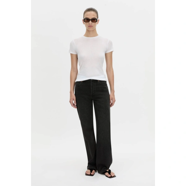 Camilla and Marc Siona Crew Fitted Tee in Soft White, view 2 | T-shirts | Coveti