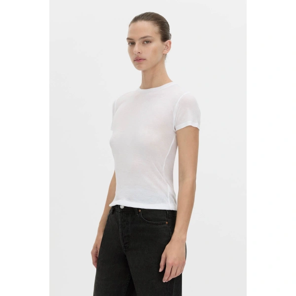 Camilla and Marc Siona Crew Fitted Tee in Soft White, view 3 | T-shirts | Coveti