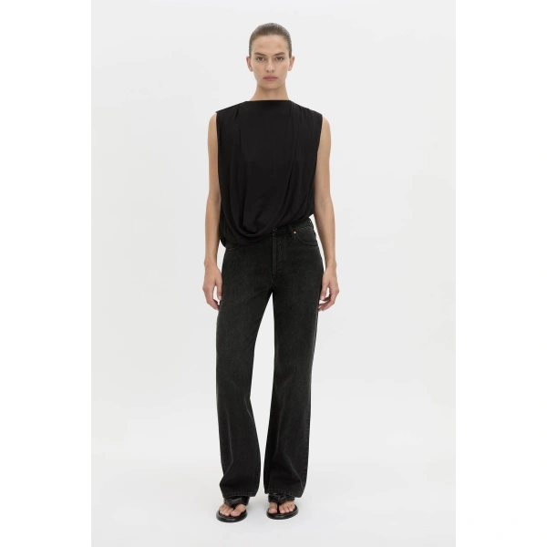 Camilla and Marc Siona Sleeveless Drape Top in Black, view 2 | Sleeveless | Coveti
