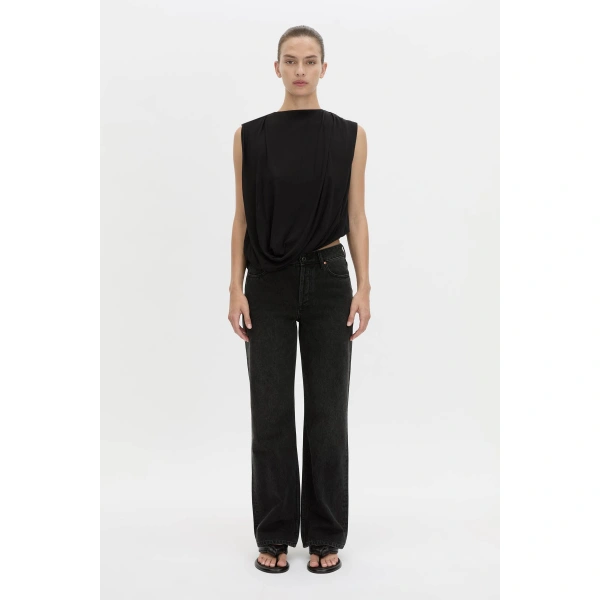 Camilla and Marc Siona Sleeveless Drape Top in Black, view 5 | Sleeveless | Coveti