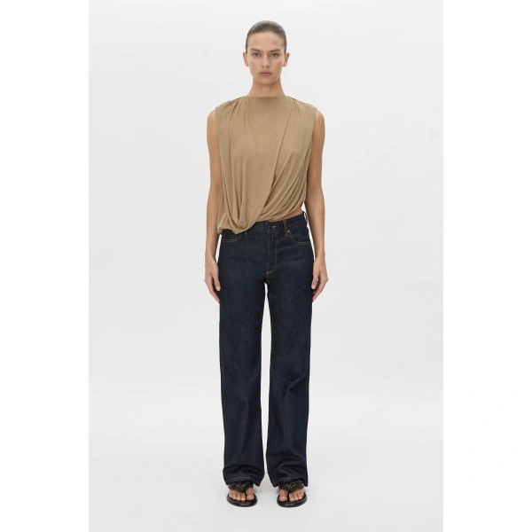 Camilla and Marc Siona Sleeveless Drape Top in Taupe, view 5 | Sleeveless | Coveti