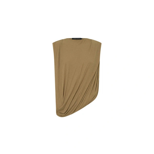 Siona Sleeveless Drape Top in Taupe