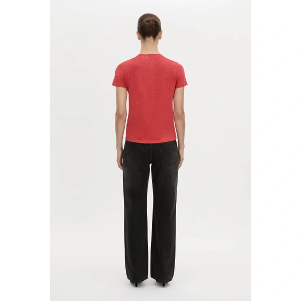 Camilla and Marc Sparrow Graphic Neat Fit Tee in Red and Black, view 6 | T-shirts | Coveti
