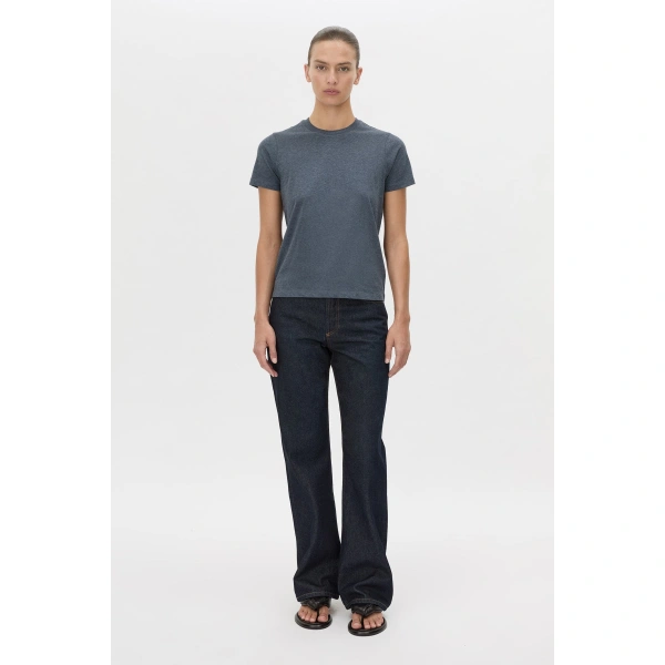 Camilla and Marc Sparrow Plain Neat Fit Tee in Deep Ink and White, view 2 | T-shirts | Coveti