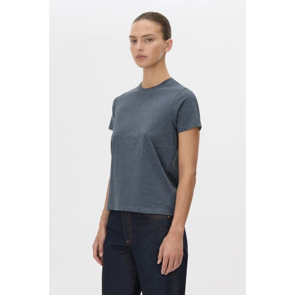 Camilla and Marc Sparrow Plain Neat Fit Tee in Deep Ink and White, view 3 | T-shirts | Coveti