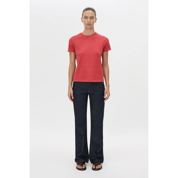 Camilla and Marc Sparrow Plain Neat Fit Tee in Red and Black, view 4 | T-shirts | Coveti