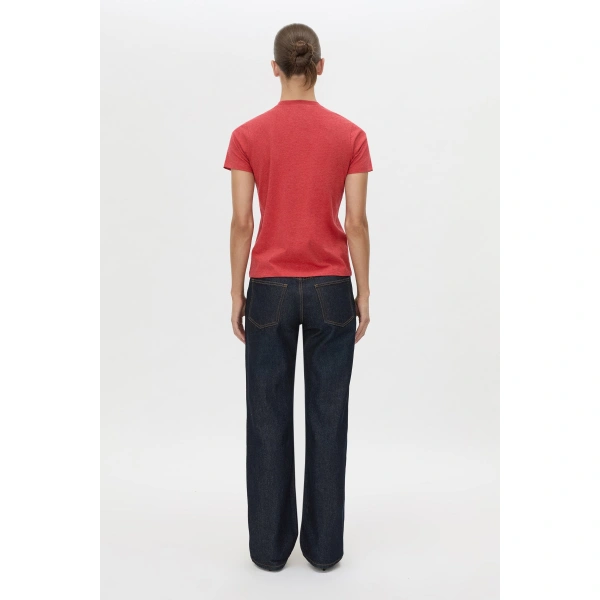 Camilla and Marc Sparrow Plain Neat Fit Tee in Red and Black, view 6 | T-shirts | Coveti